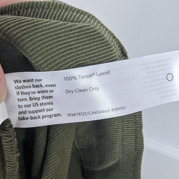 Eileen Fisher |  Olive Green Wide Leg Tencel Twill Pants Size 8 - Picture 9 of 9